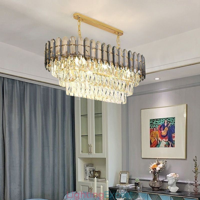 Modern Crystal Pendant Light Luxury Oval Ceiling Light