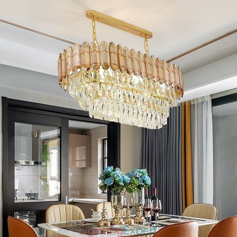 Modern Crystal Pendant Light Luxury Oval Ceiling Light