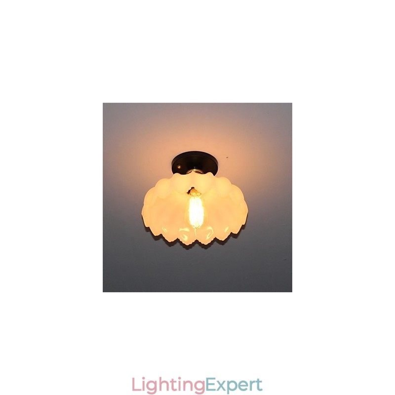 Imitation Jade Glass Retro 1 Head Lotus Ceiling Light