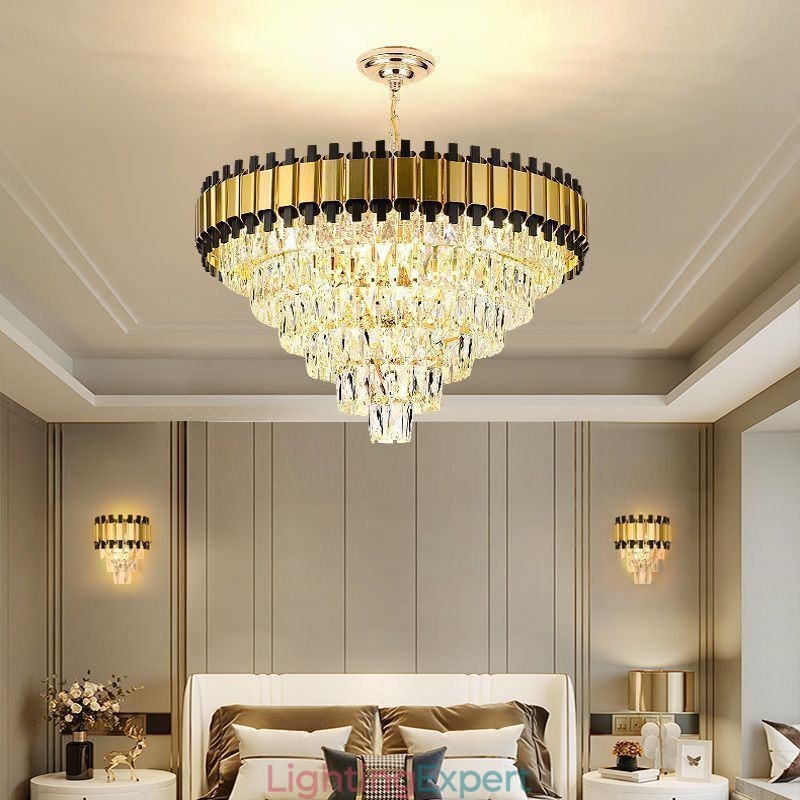Luxury Crystal Pendant Light Round Ceiling Lighting