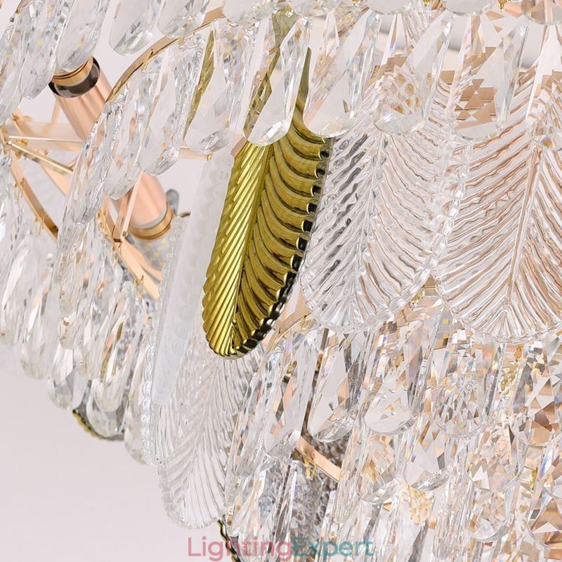 Luxurious Leaf Pendant Light Crystal Ceiling Light Fixture