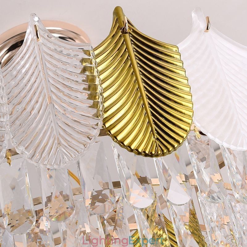 Luxurious Leaf Pendant Light Crystal Ceiling Light Fixture
