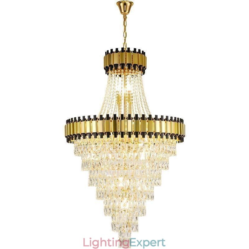 Luxurious Gold Pendant Light Crystal Ceiling Light Fixture