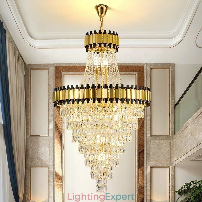 Luxurious Gold Pendant Light Crystal Ceiling Light Fixture