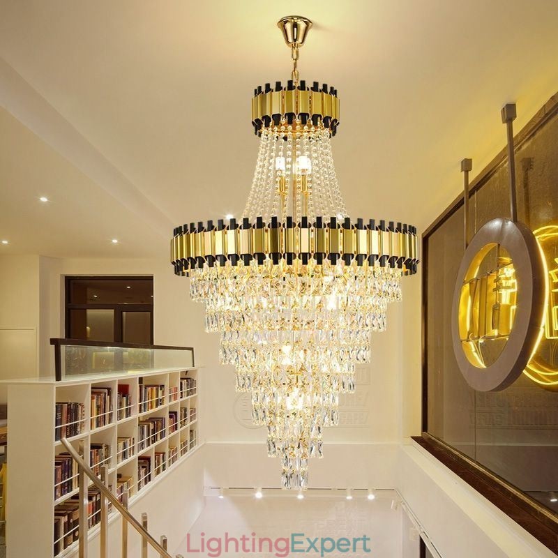 Luxurious Gold Pendant Light Crystal Ceiling Light Fixture