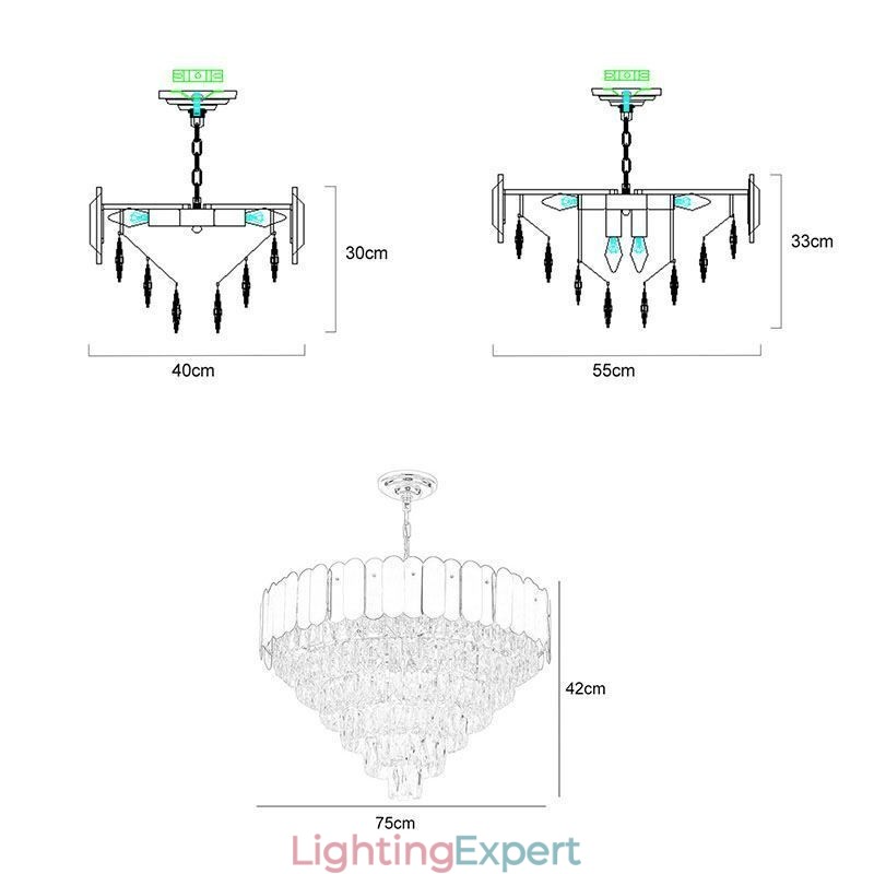 Modern Elegant Crystal Pendant Light Conical Ceiling Lamp