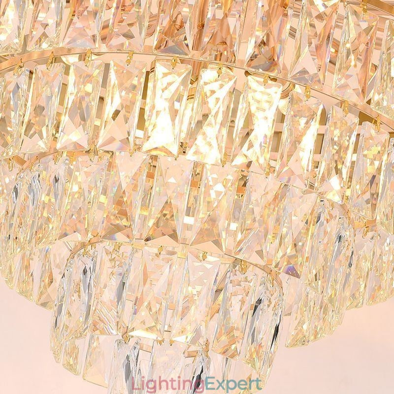 Modern Elegant Crystal Pendant Light Conical Ceiling Lamp