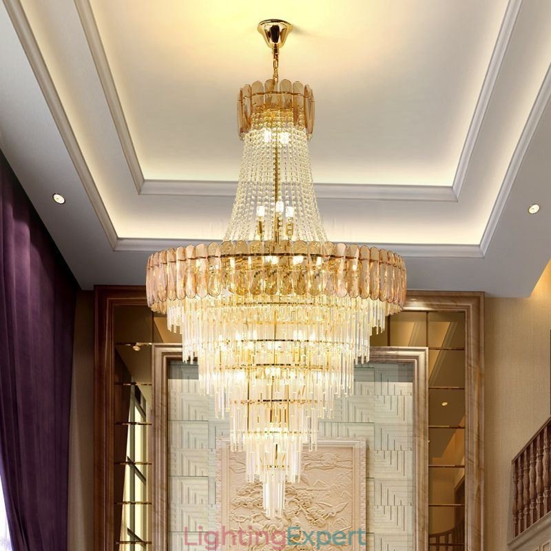 European Elegant Crystal Pendant Light Conical Ceiling Light