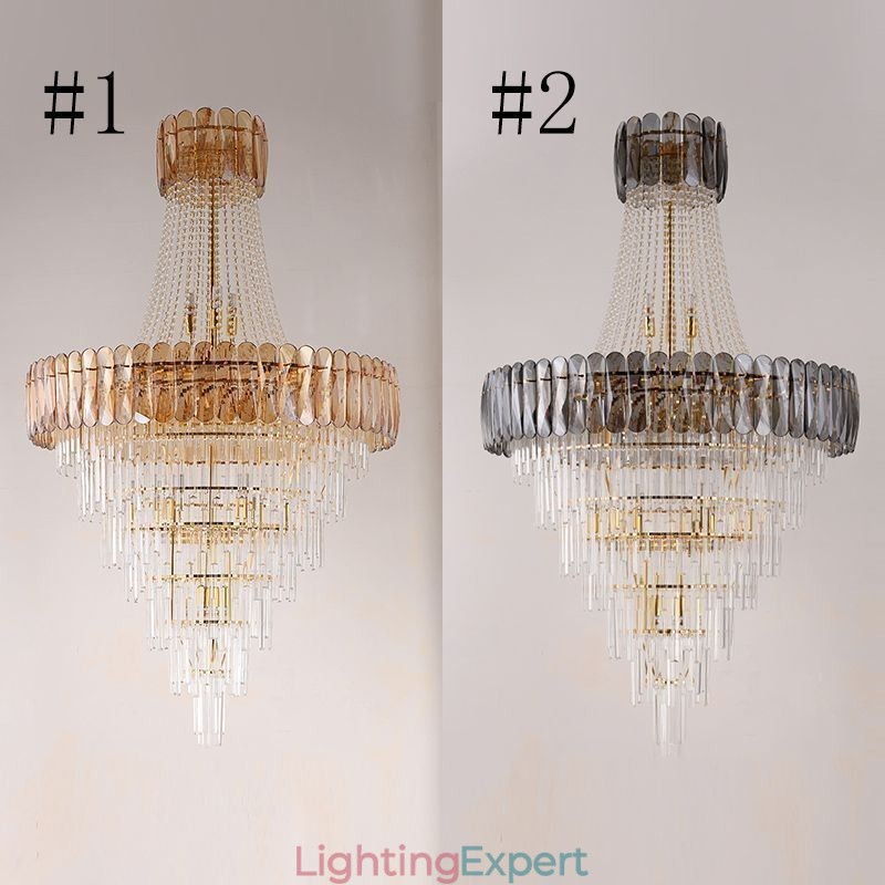 European Elegant Crystal Pendant Light Conical Ceiling Light