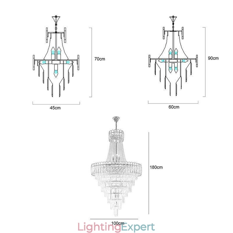 European Elegant Crystal Pendant Light Conical Ceiling Light