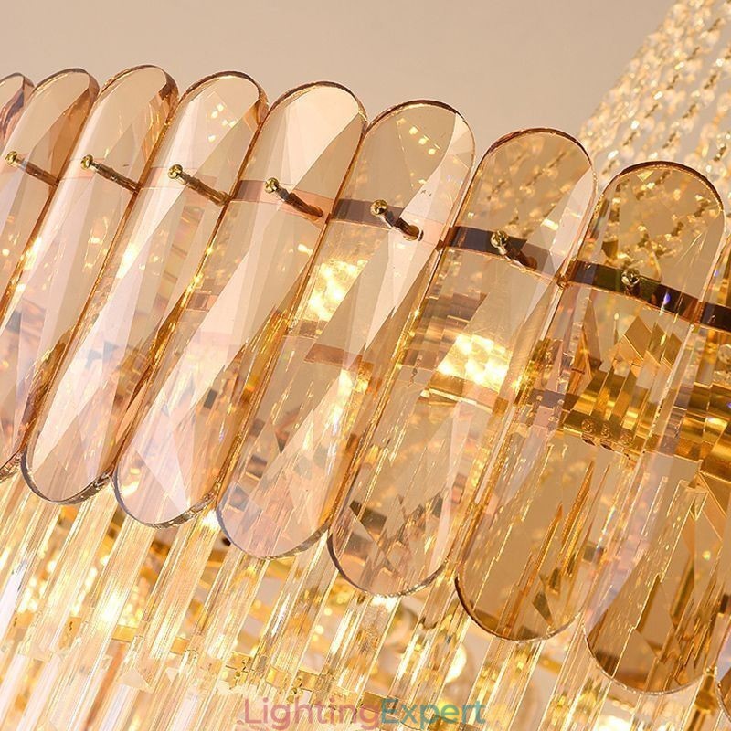 European Elegant Crystal Pendant Light Conical Ceiling Light