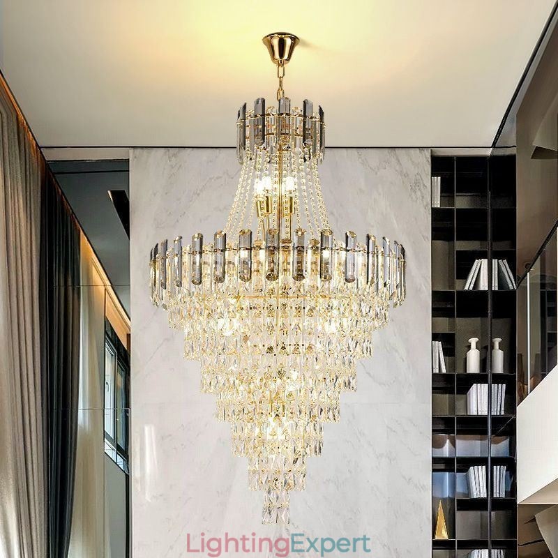 Modern Elegant Crystal Pendant Light Conical Hanging Light