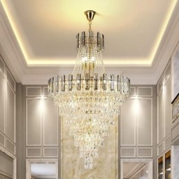 Modern Elegant Crystal Pendant Light Conical Hanging Light