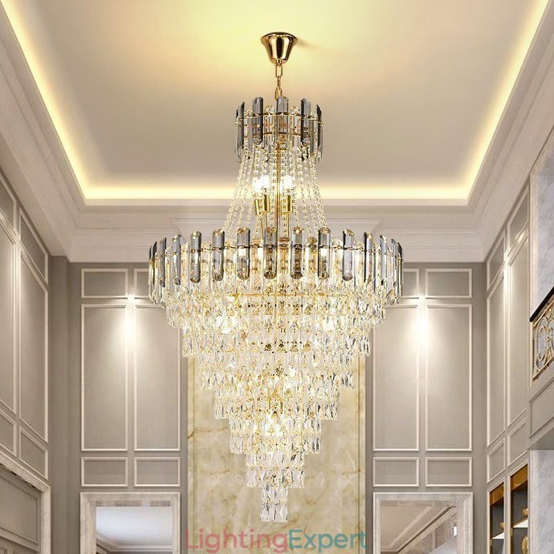 Modern Elegant Crystal Pendant Light Conical Hanging Light