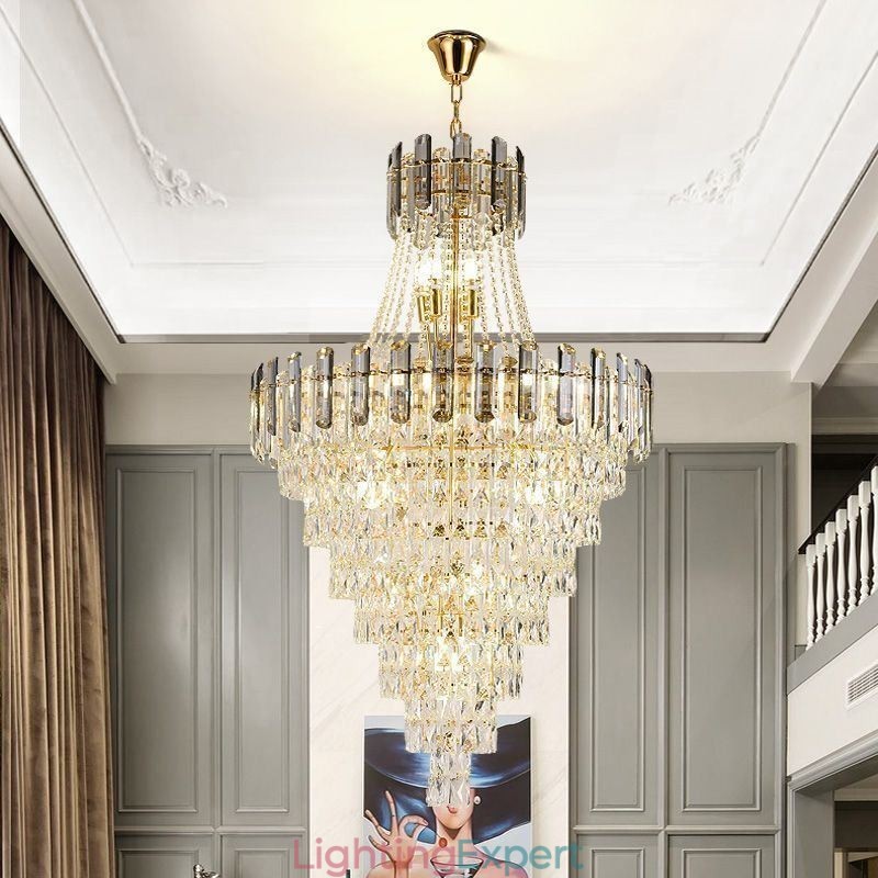 Modern Elegant Crystal Pendant Light Conical Hanging Light