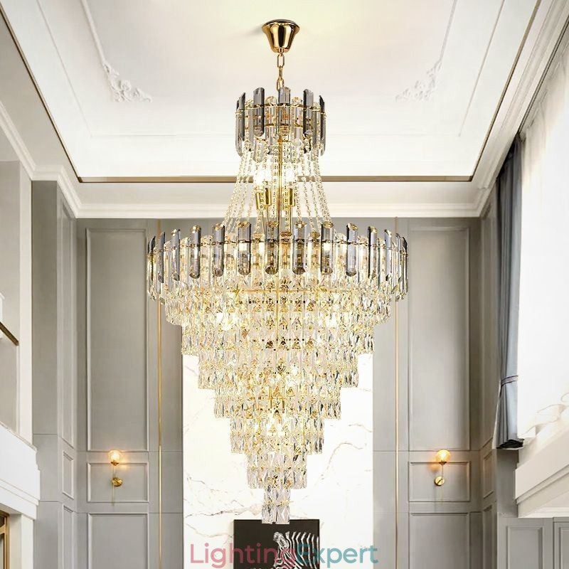 Modern Elegant Crystal Pendant Light Conical Hanging Light
