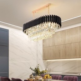 Crystal Pendant Light Oval Ceiling Light Fixture