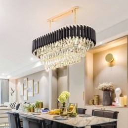 Crystal Pendant Light Oval Ceiling Light Fixture