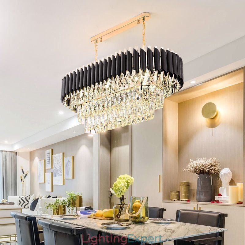 Crystal Pendant Light Oval Ceiling Light Fixture