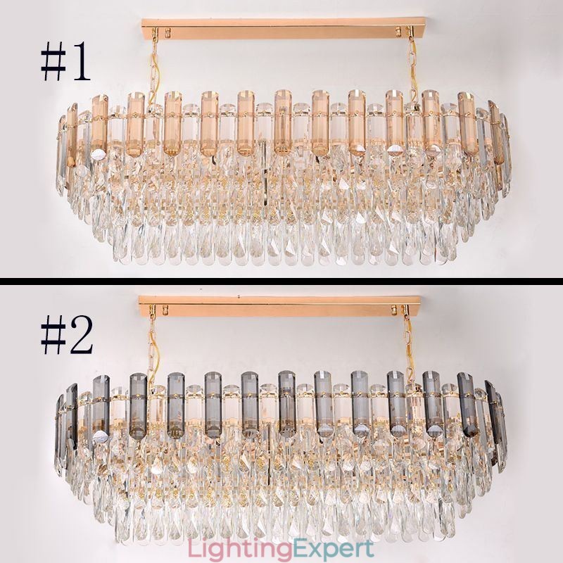 Modern Crystal Pendant Light Oval Ceiling Light Fixture