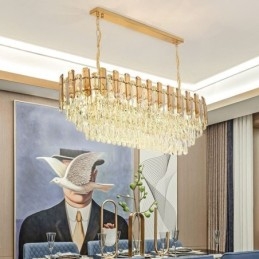 Modern Crystal Pendant Light Oval Ceiling Light Fixture