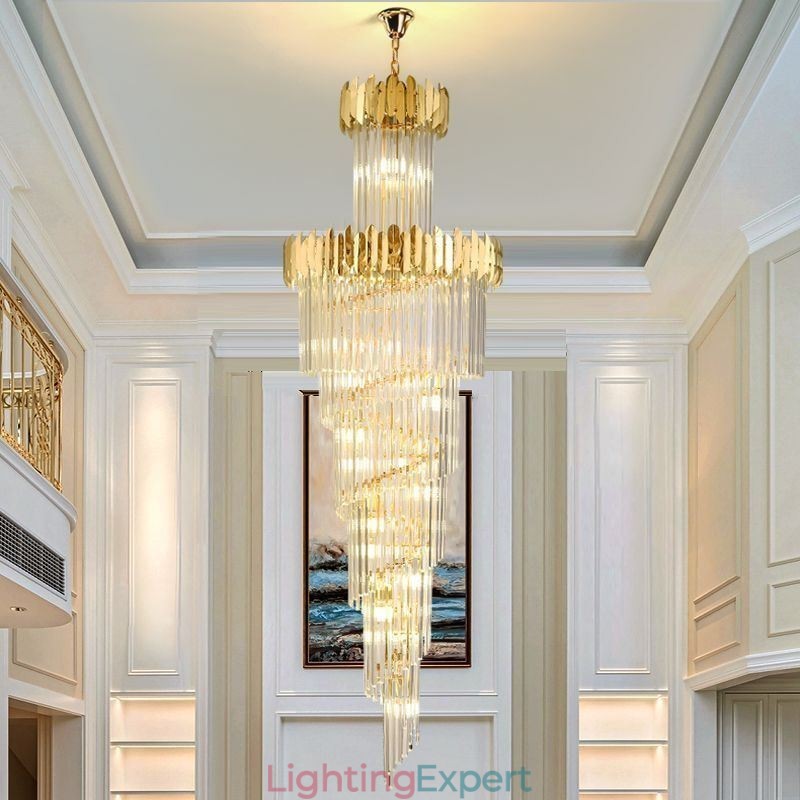 European Pendant Light Crystal Hanging Light Stairs Foyerway