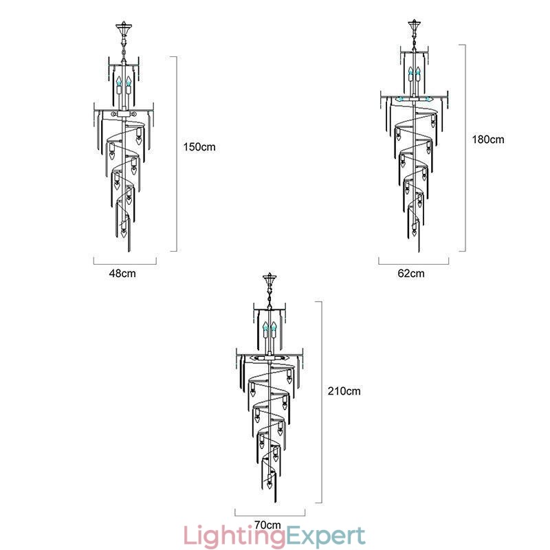 European Pendant Light Crystal Hanging Light Stairs Foyerway