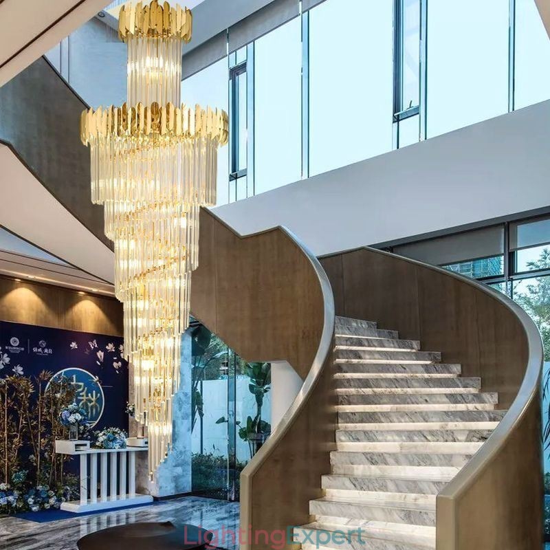 European Pendant Light Crystal Hanging Light Stairs Foyerway