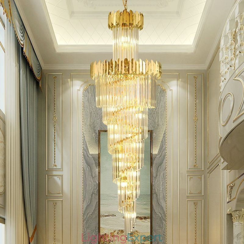 European Pendant Light Crystal Hanging Light Stairs Foyerway