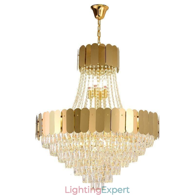 Modern Crystal Gold K9 Hanging Pendant Ceiling Light