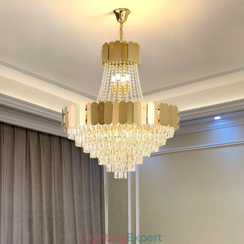 Modern Crystal Gold K9 Hanging Pendant Ceiling Light