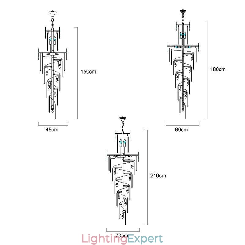 European Crystal High Ceiling Pendant Light Stairs