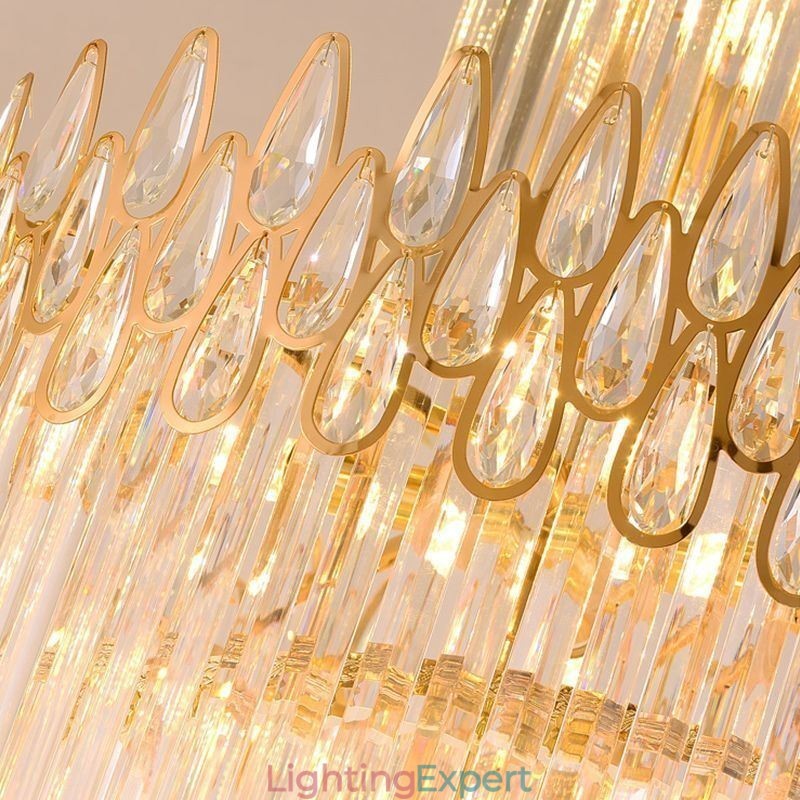 European Crystal High Ceiling Pendant Light Stairs