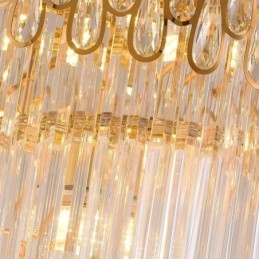 European Crystal High Ceiling Pendant Light Stairs