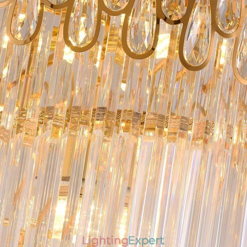 European Crystal High Ceiling Pendant Light Stairs