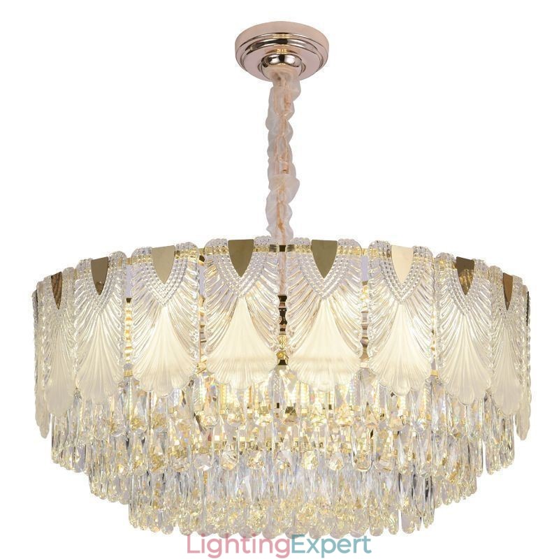 Crystal Pendant Light Lacy Round Ceiling Lighting Fixture