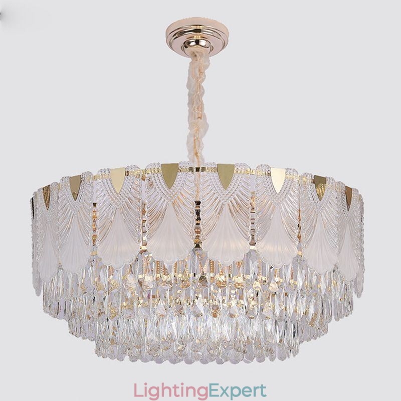Crystal Pendant Light Lacy Round Ceiling Lighting Fixture