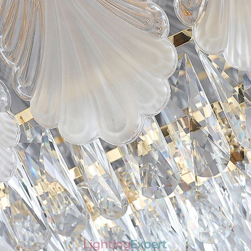 Crystal Pendant Light Lacy Round Ceiling Lighting Fixture