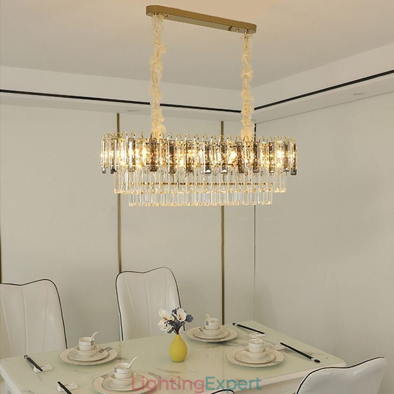Rectangle Pendant light Crystal Ceiling Light Fixture