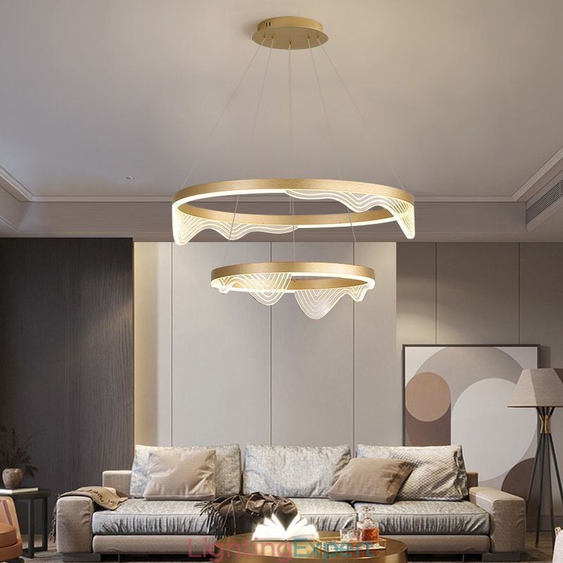 Golden Wave Ripple Pendant Light Ceiling Light 2 Light
