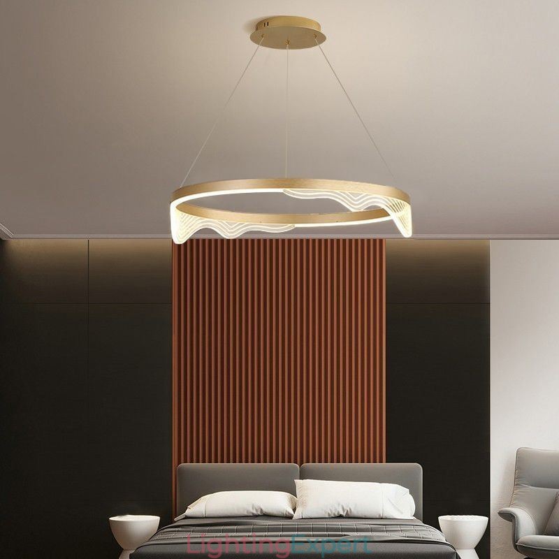 Nordic Aluminum Pendant Light Golden Wave Ripple Hanging Light