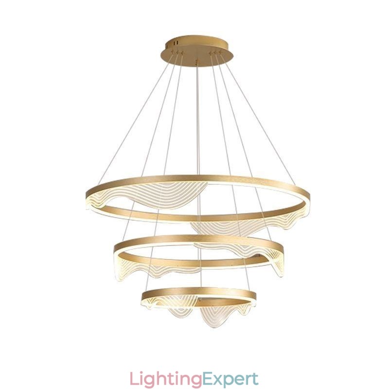 Pendant Light Golden Wave Ripple Hanging Light 3 Light