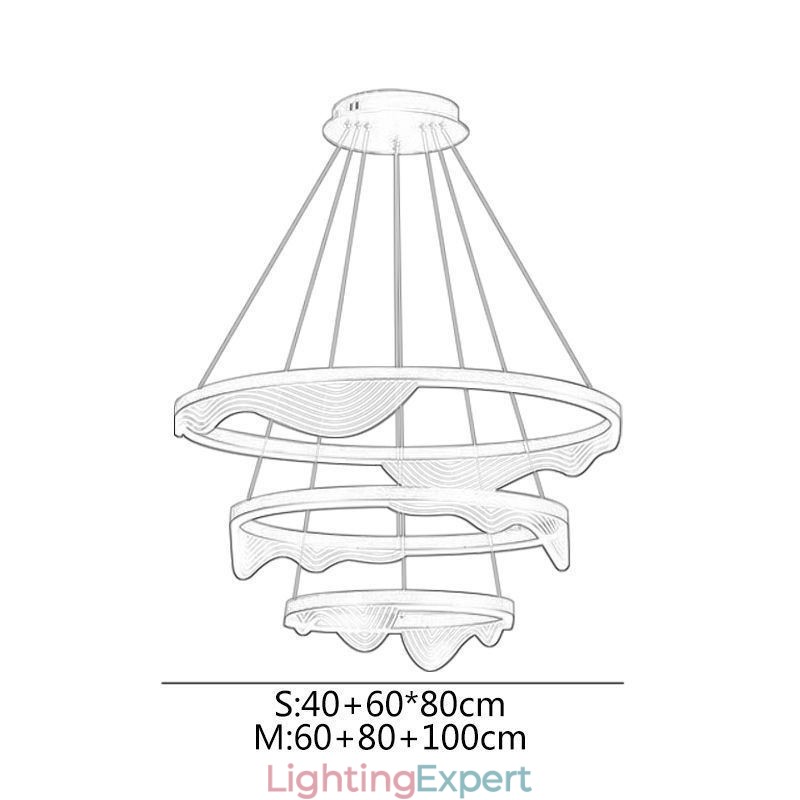Pendant Light Golden Wave Ripple Hanging Light 3 Light