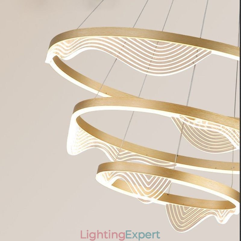 Pendant Light Golden Wave Ripple Hanging Light 3 Light