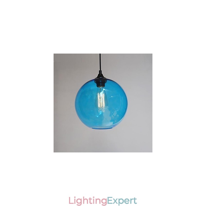 Modern Glass Pendant in Round blue Bubble Design