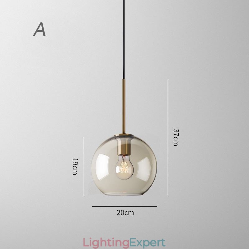 Glass Pendant Light Minimalist Cognac Color Decorative Glass Light Fixture