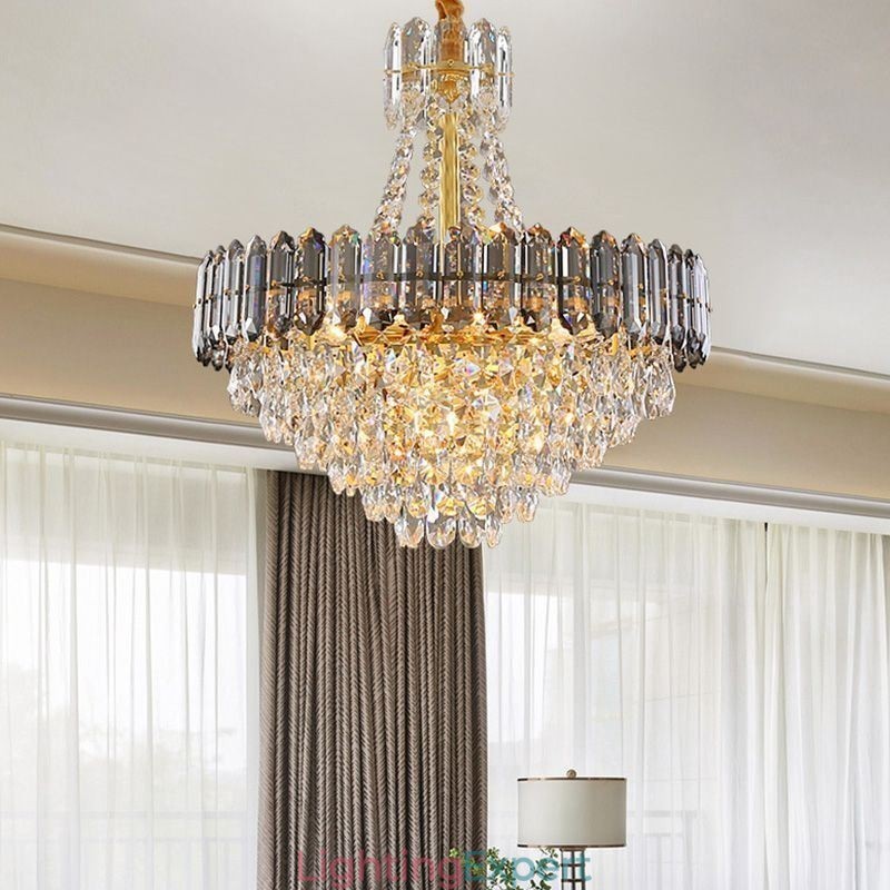 Crystal Pendant Light Conical Hanging Lighting Fixture Light