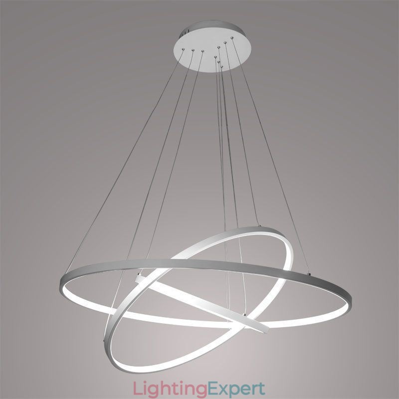 Modern Pendant Light Aluminum Black 3 Ring Hanging Light