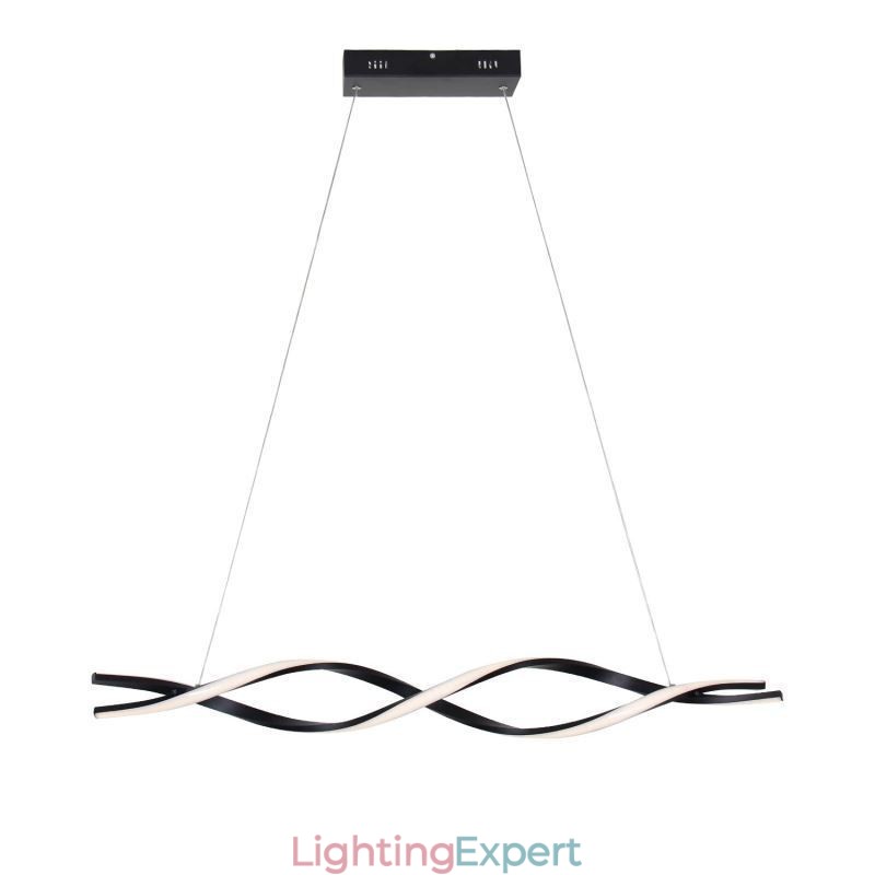 Modern Pendant Lighting Black Wave Shape Hanging Lights