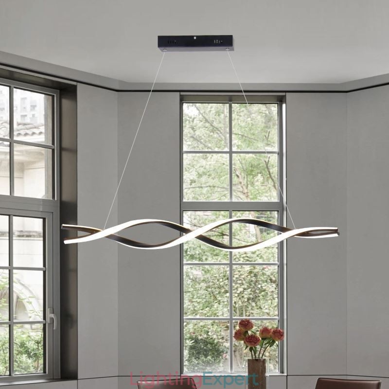 Modern Pendant Lighting Black Wave Shape Hanging Lights
